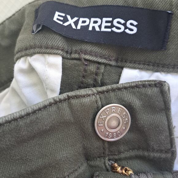 EXPRESS High Waisted Cargo Jogger Pant Size 8 Long Olive Army Green Utility - Picture 4 of 8